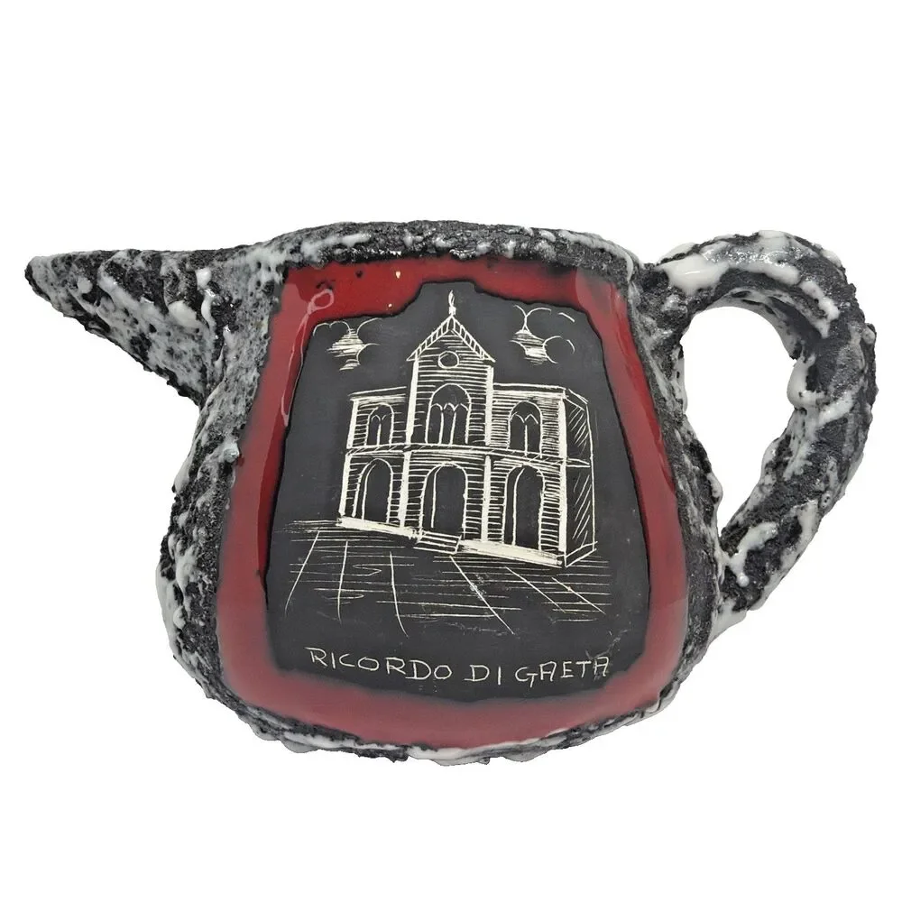 Vintage ACAS San Marino Pottery Pitcher Mug Ricordo di Gaeta Smalto Roccia MCM